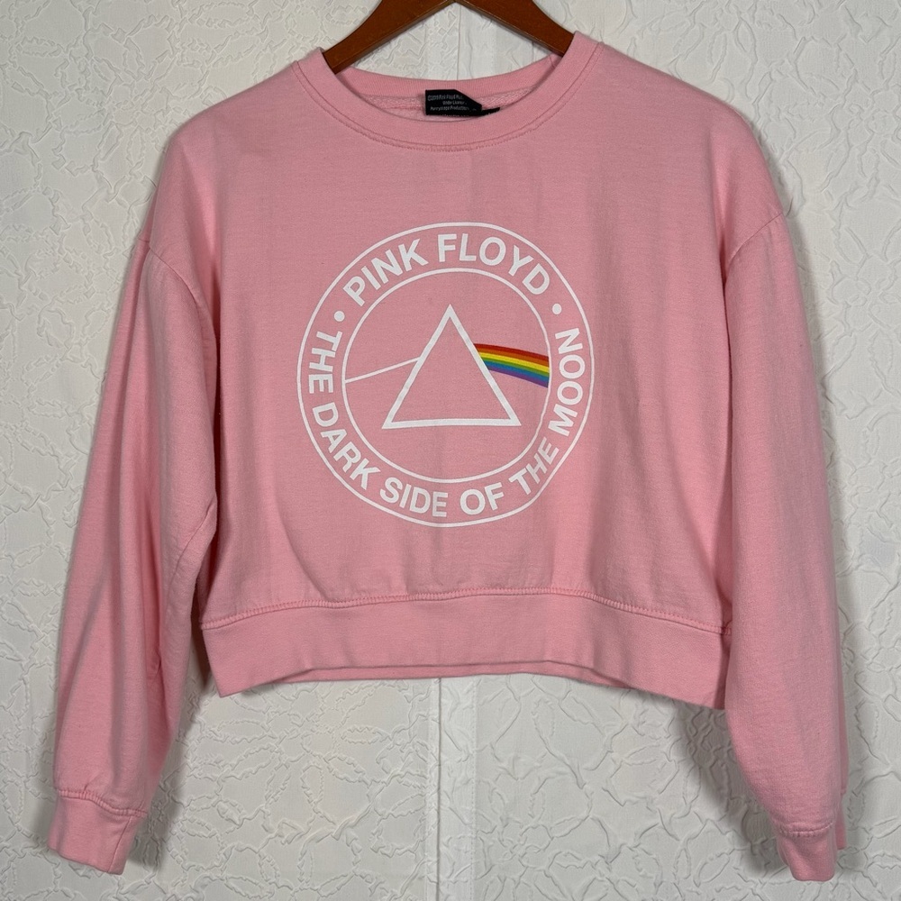 Pink Floyd Crew Neck Crop Sweatshirt Pink Sz L